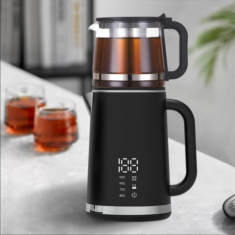 Appareils de cuisine 1,5 L Kettle + 1,1 L TEAPOT DOUBLE ÉLECTRIQUE TEATRICAL CONTRÔLE TEMPERTURE Affichage numérique Affichage en verre pour le thé élevé