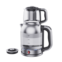 Machine à thé Double Samovar turque 2 en 1, chauffe-eau 2200W, filtre lavable, machine à thé électrique en verre personnalisée 