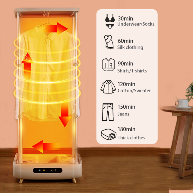 Sèche-linge pliable et automatique, Portable, Cycle de flux de chaleur à 360 °, Machine pour la maison