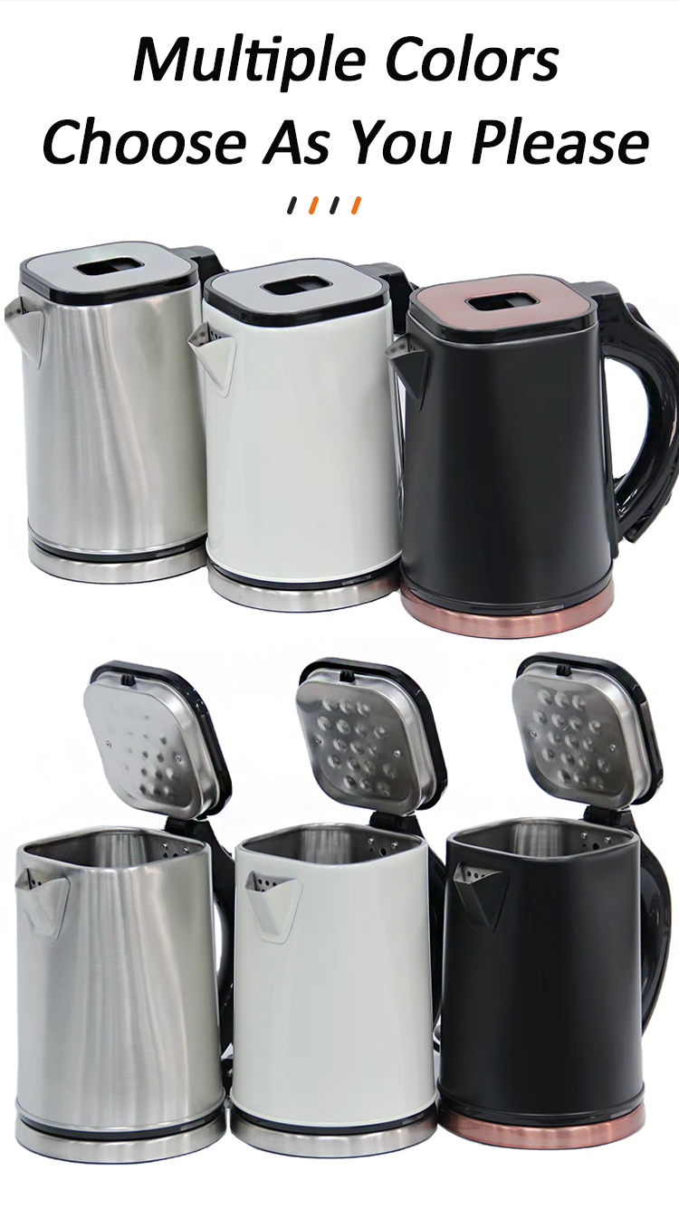 Bouilloire électrique en acier inoxydable, grande capacité 1,6 l, facile à nettoyer, nouveau modèle de conception, prix d'usine