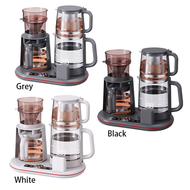 Bouilloire en verre multifonctionnelle 1500W, Double bouilloire intelligente sans fil, théière électrique, ensemble de cafetière, contrôle de la température numérique