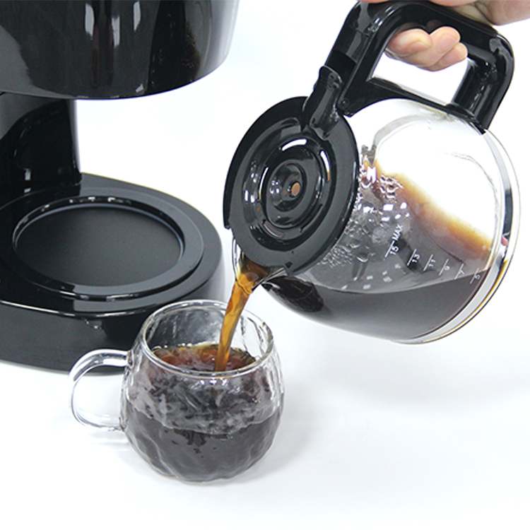 Cafetière électrique expresso goutte à goutte, 650W, arrêt automatique, 1,5 l, 5 à 10 tasses, noire