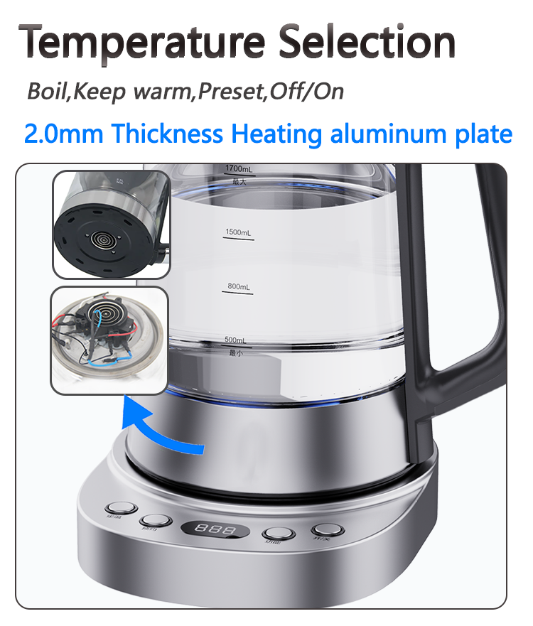 YUEKON – bouilloire Double en verre, interrupteur automatique, contrôle de la température, Machine à thé turque 2 en 1, Samovar électrique