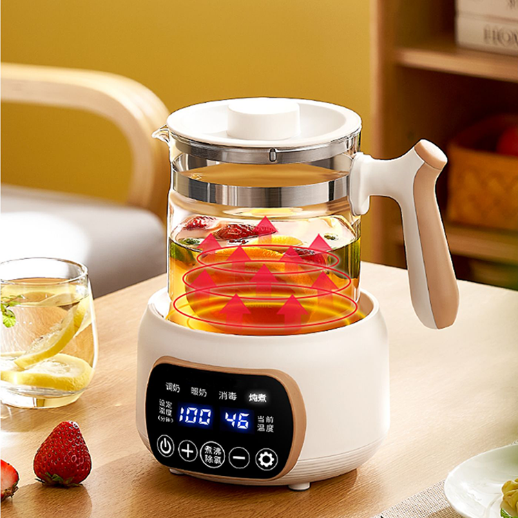 Bouilloire électrique en verre de haute qualité, 1,3 l, modulateur de Thermostat, chauffe-lait, bouilloire électrique en verre