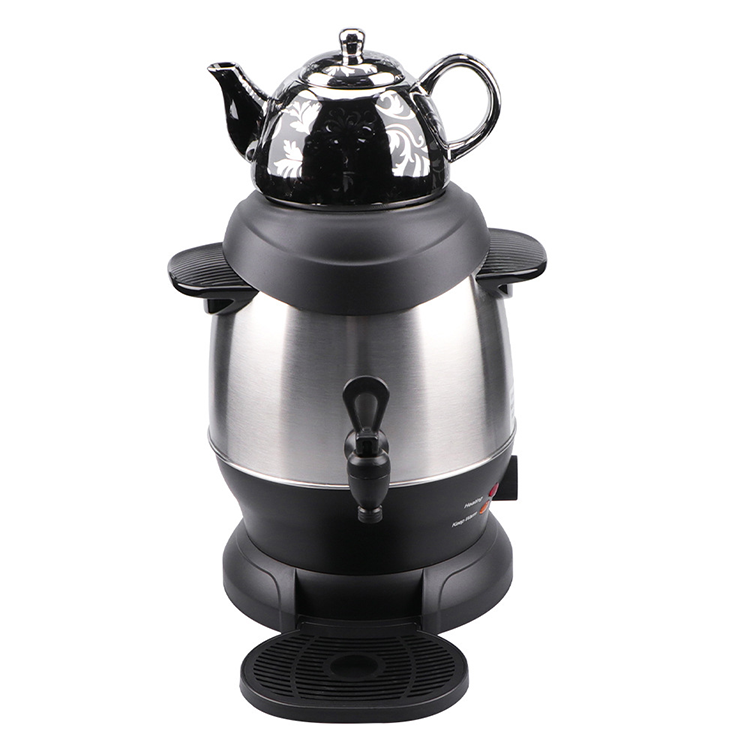 Ensemble de théière Samovar arabe, nouveau Style, Pot en céramique, Double bouilloire en acier inoxydable, bouilloire électrique Samovar avec Pot en céramique 