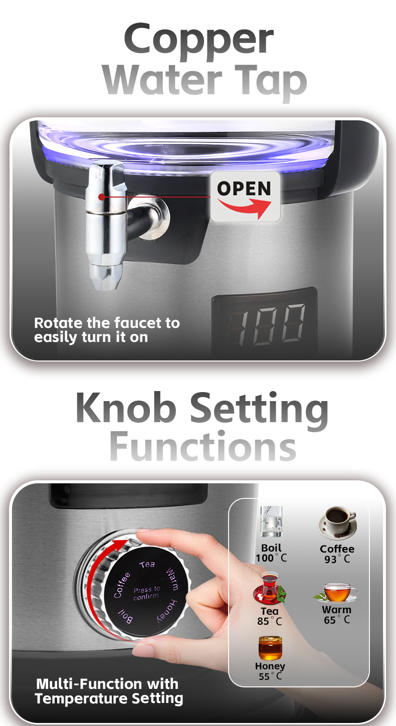 Bouilloire &eacute;lectrique en verre &agrave; haute teneur en borosilicate