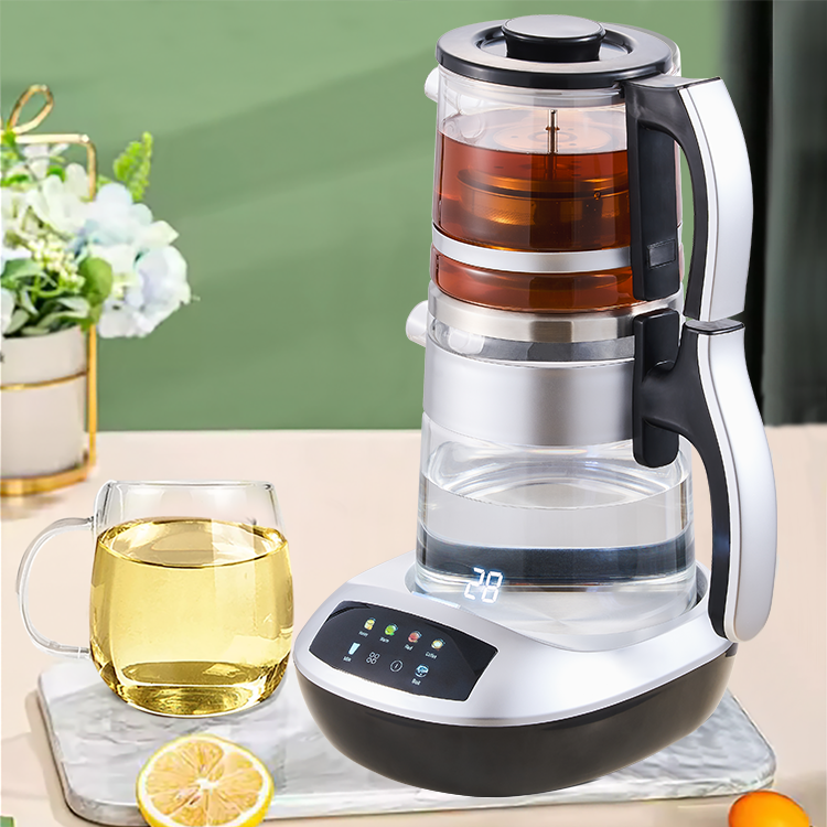Appareils ménagers théière en verre Borosilicate Portable chauffe-eau Double machine à thé turque électrique avec infuseur amovible