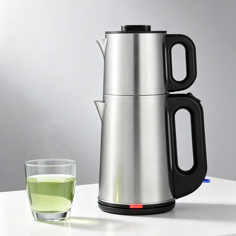 Bouilloire électrique personnalisée directe d'usine, bouton mécanique, lumière LED bleue, Base en acier inoxydable, infuseur à thé pour la maison et le bureau