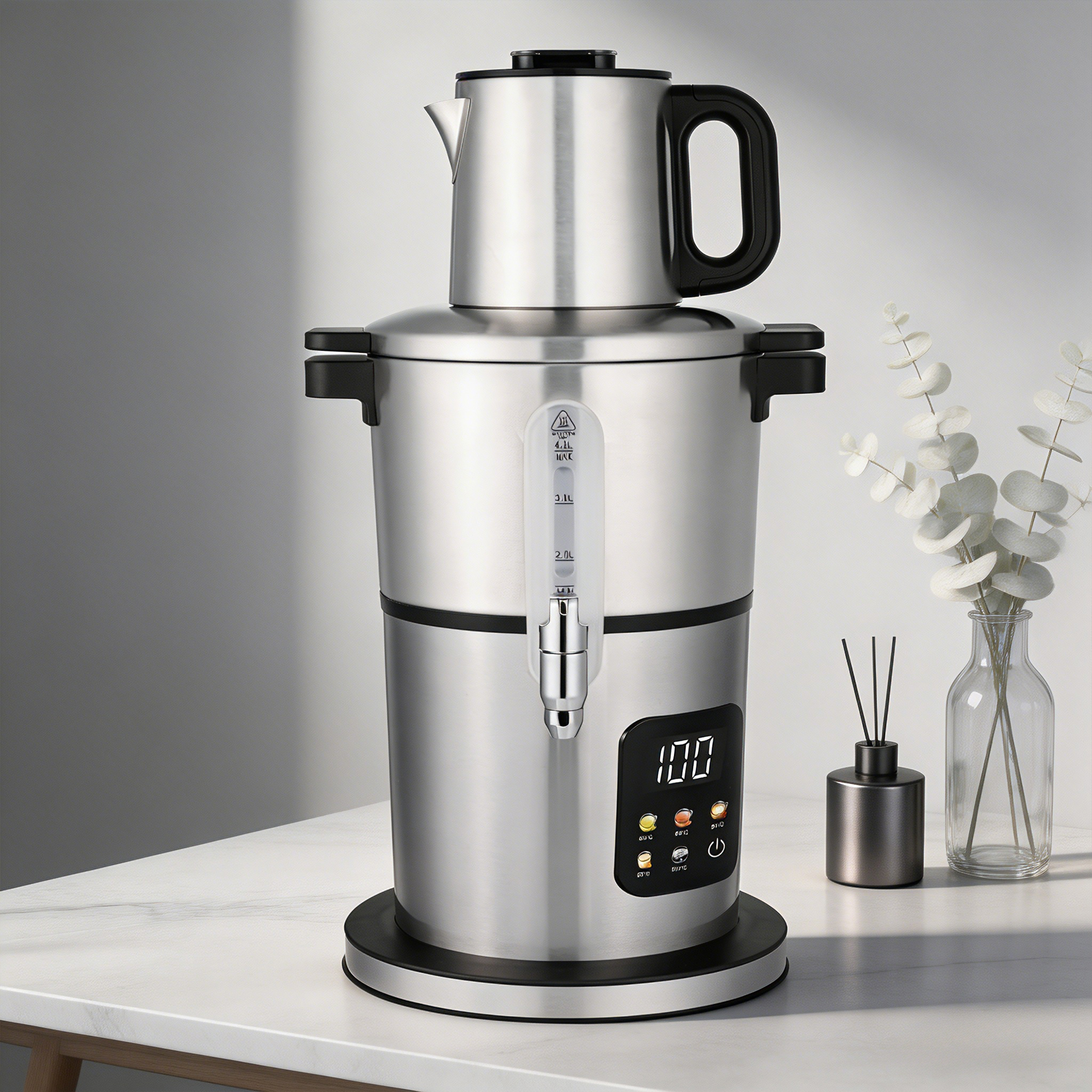 Appareils ménagers de cuisine, machine à thé turque automatique de 5,0 l, Samovar en acier détachable avec échelle de niveau d'eau