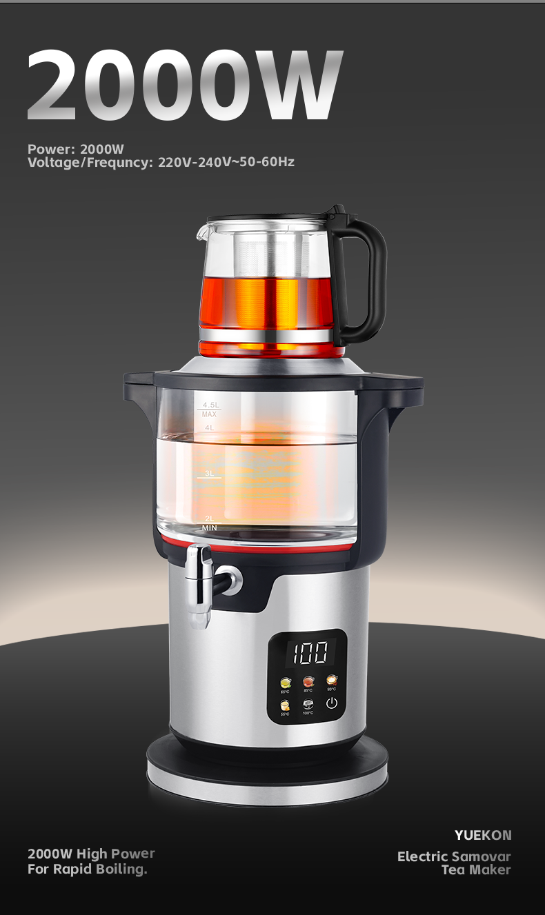 Machine à thé automatique 4,5 l + 1,1 l, contrôle par écran tactile, Pots en verre à Double couche pour le brassage du thé, Direct usine