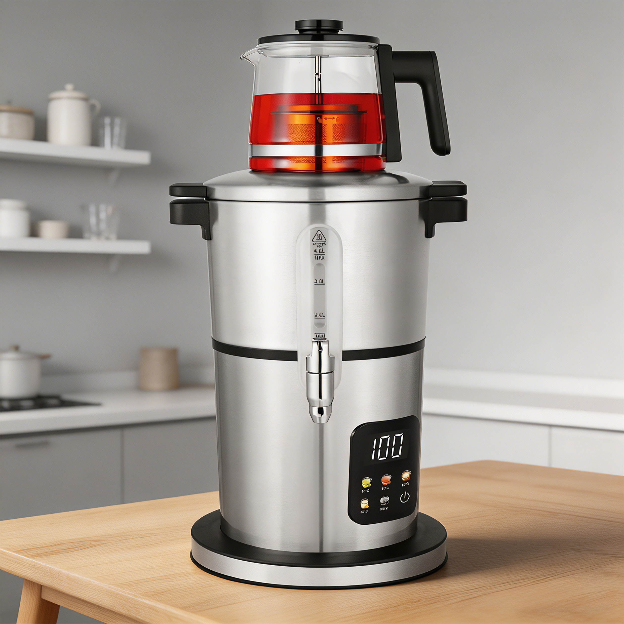 YUEKON – bouilloire électrique sans fil avec contrôleur Strix britannique, bouilloire Samovar turque, Machine à thé électrique avec théière en verre Borosilicate