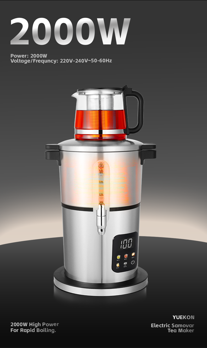 Chaudière à eau électrique en verre, nouveau Design, théière avec écran tactile, Double bouilloire électrique Samovar avec fonctionnalités intelligentes