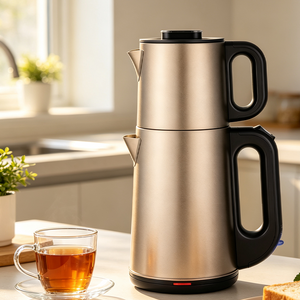 Machine à thé électrique Samovar à chauffage rapide, puissante, 1500W, Machine à préparer le thé, réservoir principal de 4l + théière en verre Borosilicate de 1l